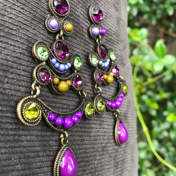 Purple and Green darling earrings - Picture 3 of 6